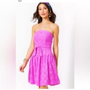 Lilly Pulitzer Pink Strapless Eyelet Dress BNWT - Sz 16